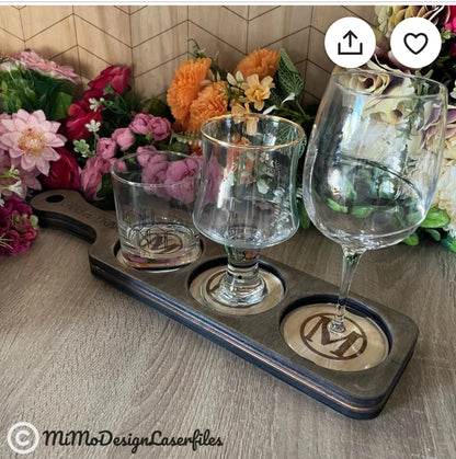 Customized Three Drink Serving Tray