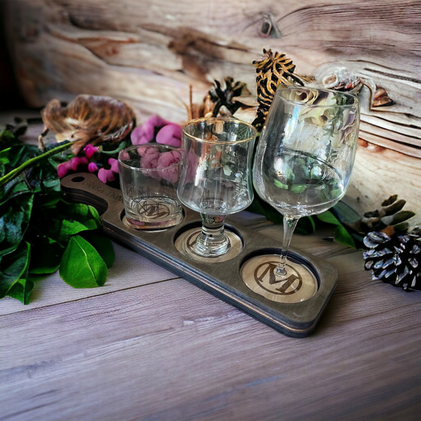 Customized Three Drink Serving Tray